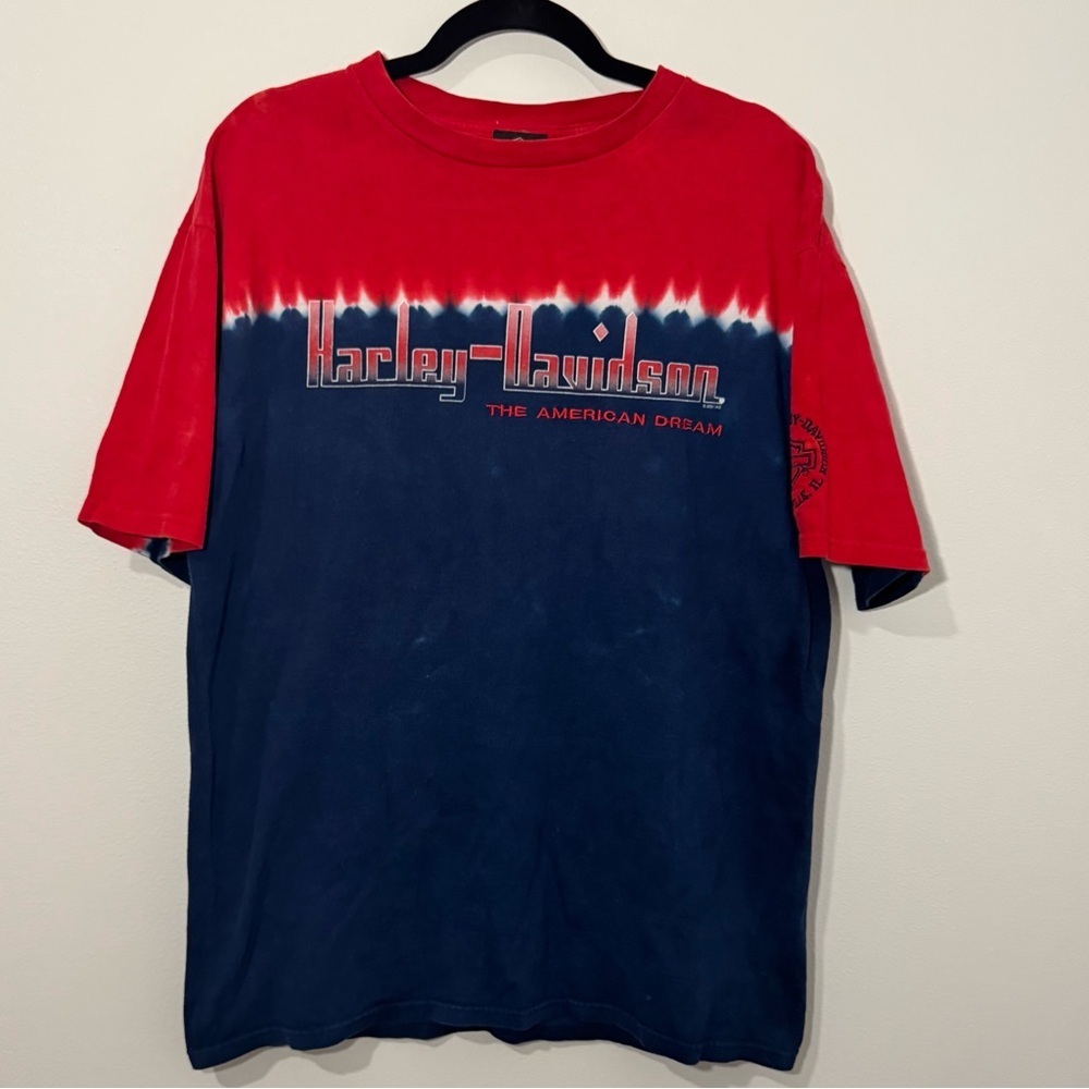 Harley-Davidson USA Graphic Tee – Red/Blue Tie-Dye – Large – The American Dream